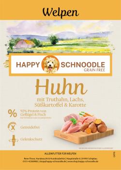 Welpenfutter * getreidefrei - Huhn mit Truthahn, Lachs, Süßkartoffeln und Möhren