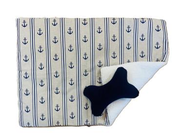 Hundedecke mit Kuschelknochen Handarbeit - maritimes Motiv