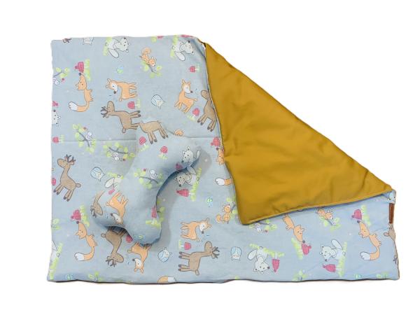 Hundedecke mit Kuschelknochen Handarbeit - 2. kleines Motiv Waldtiere