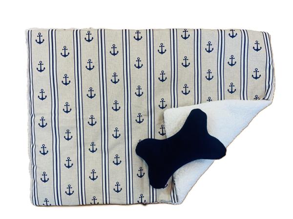 Hundedecke mit Kuschelknochen Handarbeit - maritimes Motiv