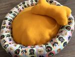 Schnoodle Welpenbett Hundebett ca. 60 cm *UNIKAT* Gelb mit Kuschelknochen